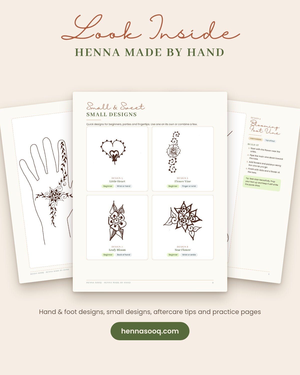 Henna Made by Hand: 11 Henna Body Art Designs to Learn & Practice (Free eBook) - Henna Sooq