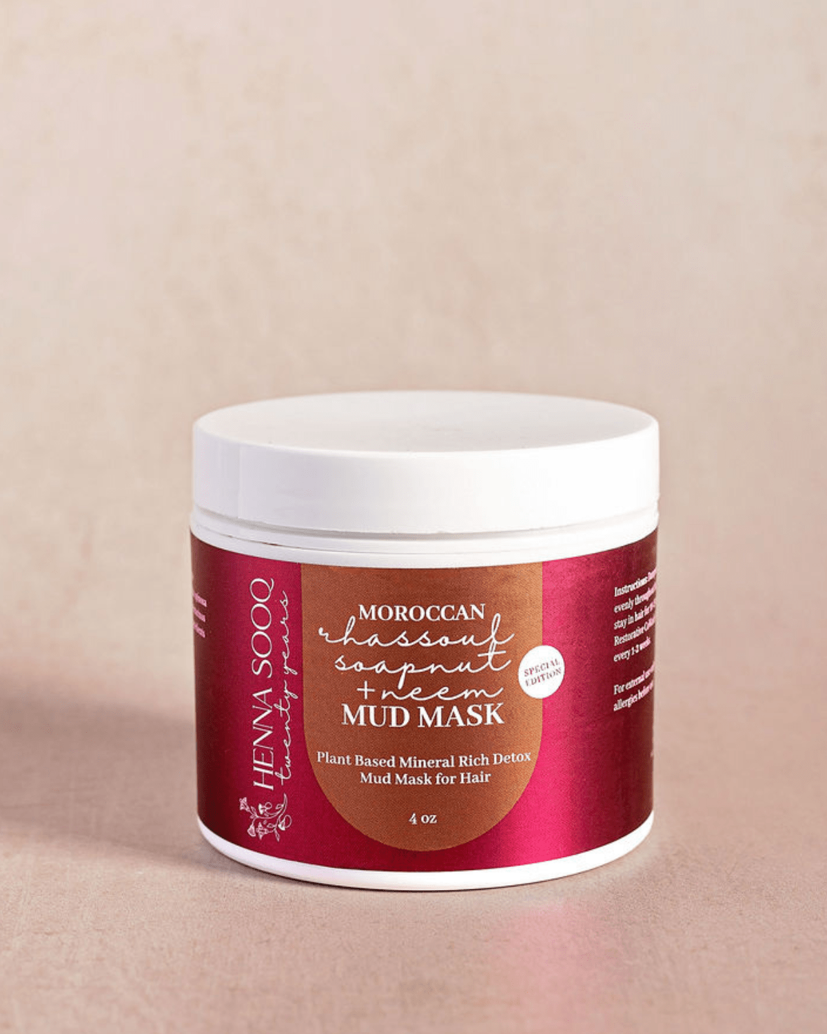 Moroccan Rhassoul + Soapnut + Neem Mud Mask 4 oz - Henna Sooq